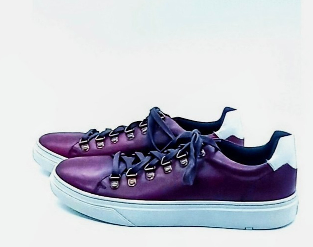Polished by Brazil Brand Purple Leather Sneaker Men's Size 9 Lace Up Shoes